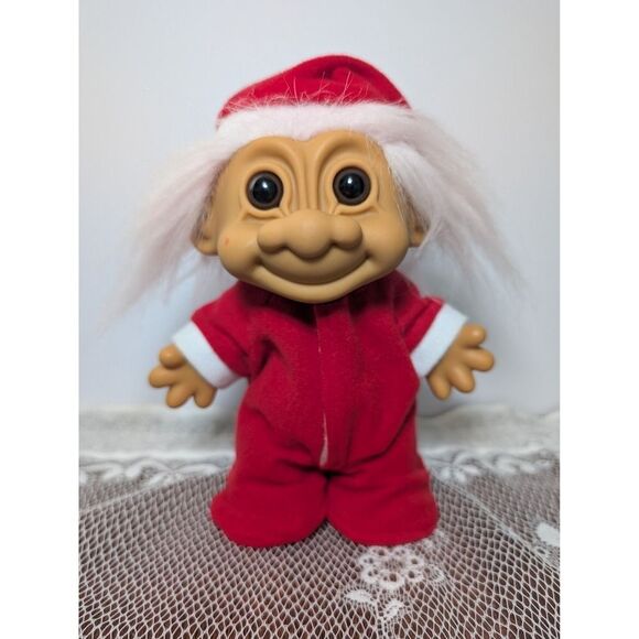 Russ Other - Vintage Russ Troll Santa Claus Pajamas 8" PJs White Hair Christmas Hat NICE!!!